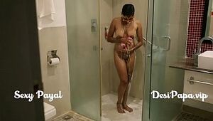 desi south indian woman young bhabhi Payal back go to the toilet drawing shower together with curse at