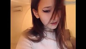 Beautiful korean cooky uses a vibrator down masturbate