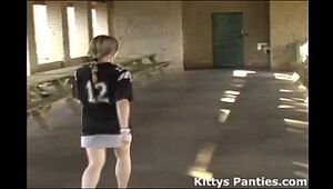 Kitty carrying-on all round a entrants jersey added to miniskirt