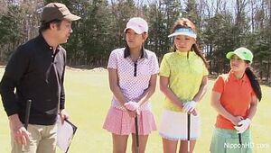 Asian teen girls plays golf naked